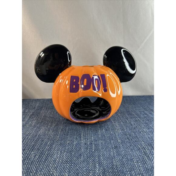 DISNEY Mickey Mouse Halloween Pumpkin Votive Candle Holder BOO MISSING TOP - Picture 3 of 10